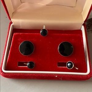 Swank Black & Gold cuff links & suit accessories